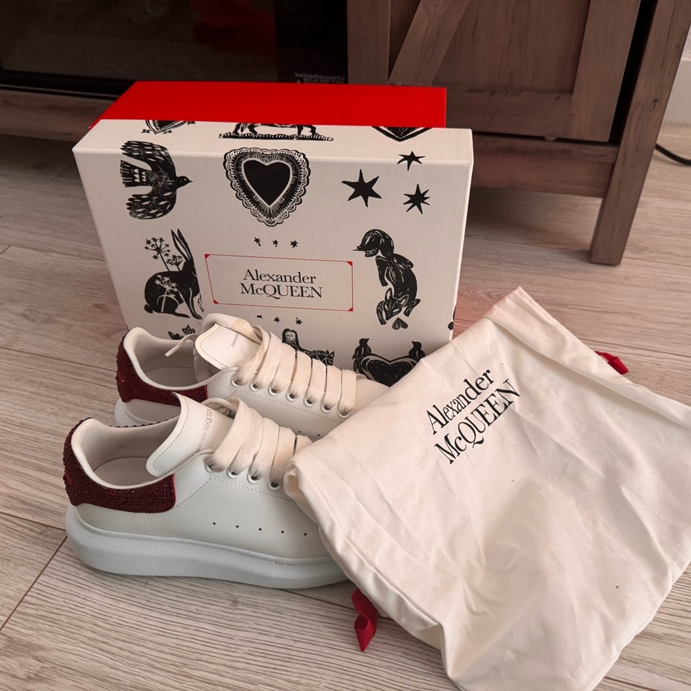 Alexander McQueen White Sneakers with Red Detail